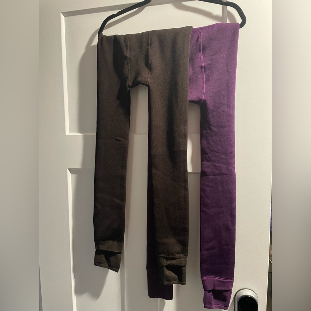 2 XS Fleece leggings Brown and Purple